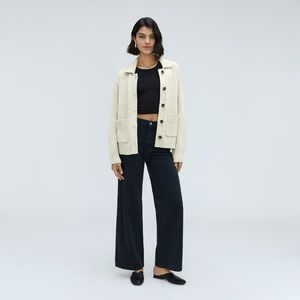 Everlane cream knit organic Cotton Chore Sweater Jacket— Size XL